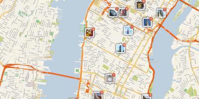 지도 맨해튼의 관광 명소를 보여주는