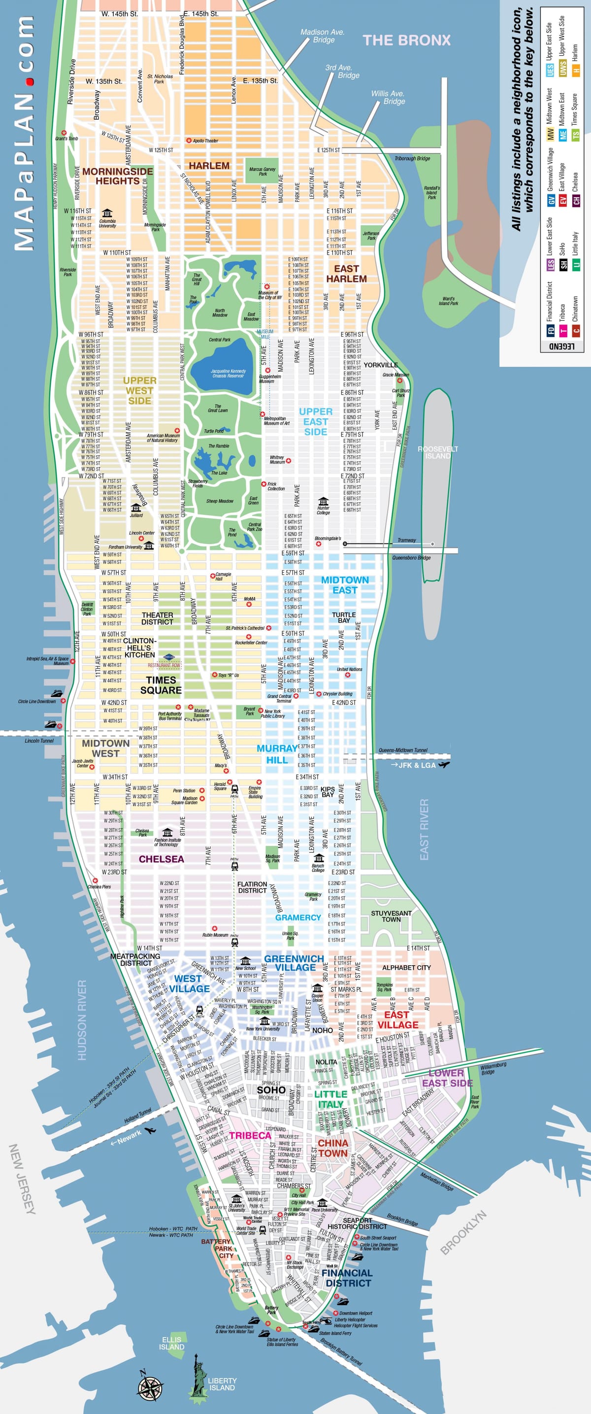 무료 인쇄도의 맨해튼 NYC