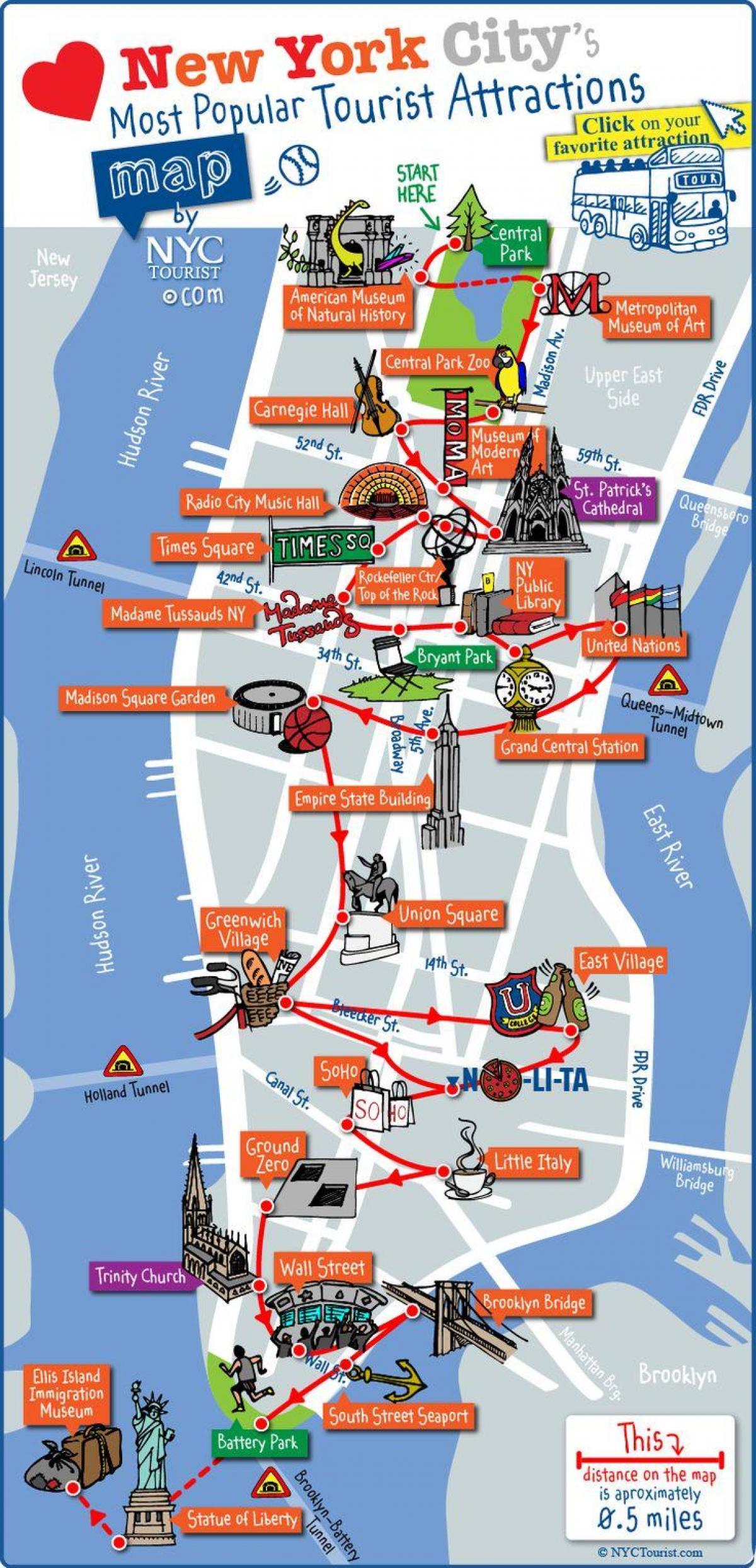 미드타운 맨해튼의 명소 맵