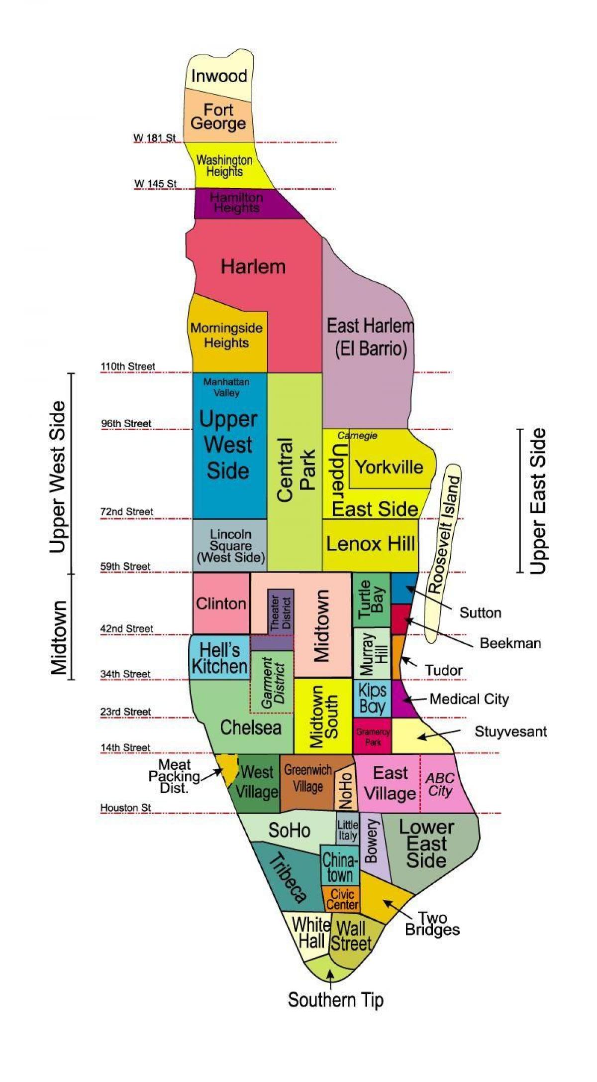 지도 인쇄 맨해튼의 지역